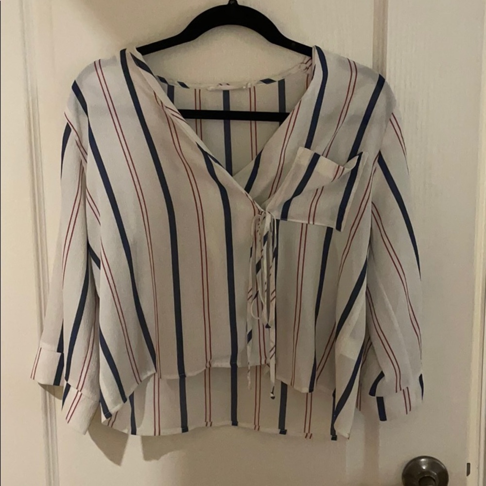 Red White and Blue Long Sleeve Blouse